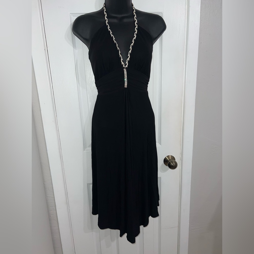 Bebe Black Sleeveless Halter Midi Dress